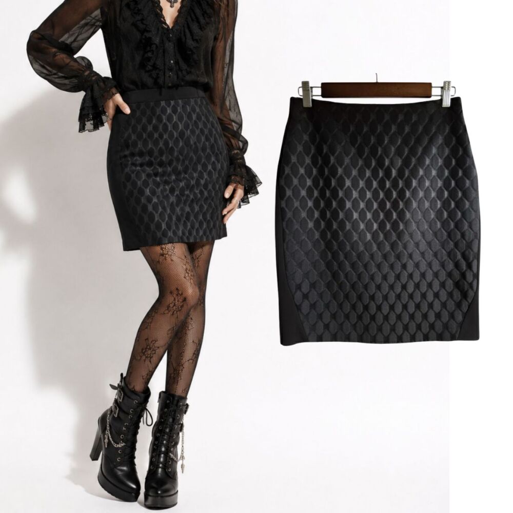 DVF Diane von Furstenberg Whimsigoth Designer Textured Pencil Skirt Size 4